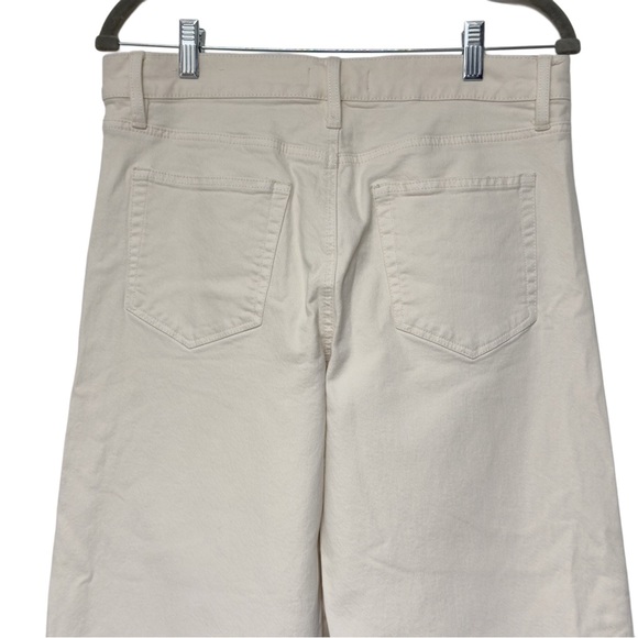 {LOFT} "High Rise Wide Leg Cropped Jeans in Ecru" Loose Relaxed Stretch Denim - Picture 5 of 8